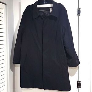 STAFFORD Men’s Size Medium Black Trench Coat 34in Long Casual Office Career